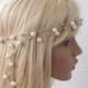 Wedding Hair, Bridal Headband, Rhinestone Headpiece, Bridal Halo, Pearl Necklace