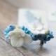 Flower hair barrette - french barrette - rustic hair accessories - bridal barrette - white hydrangea, blueberry, forget-me-not, berry