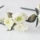 Bridal floral crown - woodland garden wedding - wedding hair accessory - flower crown - floral headband - ranunculus, dahlia, leaves