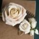 Rose hair comb - shabby chic wedding - rose headpiece - wedding hair comb - bridal hair comb - ivory comb - vintage inspired - beige, cream