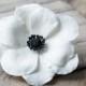 White anemone flower hair clip - anemone wedding  accessories - bridal hair accessories - large flower clip, big flower clip - bridal flower