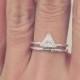 Trillion Diamond Ring Set, Thin Diamond Band, Simple Diamond Ring, Triangle Engagement Ring, Triangle Diamond Ring, Trillion Diamond Ring