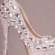 High Heels Handmade Fully Rhinestone Pointed Toe Crystal Wedding Shoes, S031