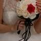 Bridal bouquet, wedding bouquet,paper flower bouquet, roses cream, red, wedding paper bouquet, wedding flower bouquet.