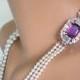 Amethyst Necklace, Pearl Necklace, Purple Bridal Choker, Great Gatsby, Art Deco, Rhinestone Necklace, Wedding Jewelry, Bridal Necklace