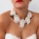 Ivory Wedding Statement Necklace with Glass Pearl Beads