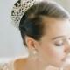 Full Bridal Crown, Scroll Heart Swarovski Crystal Wedding Crown, Silver Bridal Diadem, Crystal Wedding Tiara, Diamante Tiara, GRACE Crown