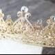 Gold Full Bridal Crown, GRACE Scroll Swarovski Crystal Wedding Crown, Edwardian Wedding Tiara, Royal Bridal Crown- GRACE MANCHESTER Crown