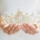 Crown, Edwardian Full Bridal Crown, Swarovski Crystal Wedding Crown, Gold Bridal Diadem, Crystal Wedding Tiara, Diamante Tiara, TANYA Crown