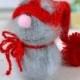 SALE grey Cat in red Hat - Hand-Knitted cat Toy Amigurumi cat Miniature cat Doll wool toy cat Handmade crochet cats plush toys amigurumi