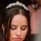 TIMOTHEA, Wedding Tiara, SWAROVSKI Crystal Rhinestone and Pearl Vintage Style Bridal Crown, Flower and Leaf Bridal Wedding Hair Accessories