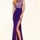 Marvelous Chiffon & Tulle Jewel Neckline Slit See-through Sheath Evening Dresses With Beadings - overpinks.com