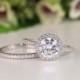 2Ct Round Halo Ring - CZ Engagement set - Round Cut Ring - Halo Engagement Ring - Wedding Ring - Cubic Zirconia Ring - Sterling Silver Ring
