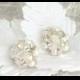 Art Deco Bridal Studs- Ivory Bridal Studs- Bridal Cluster Earrings- Rhinestone Studs- Wedding Earrings- Vintage Inspired Studs- Brass Boheme