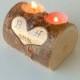 Wood Stump Candle Holder -Candle Holder with 2 Tea Light Spots - Wood Stump Holder - White Tree Candle Holder - Wedding Decoration