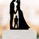 Bride and groom wedding cake topper with boy, birthday cake topper, unique cake topper, funny wedding cake topper topper with child