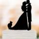Bride and groom wedding cake topper with cat, birthday cake topper, anniversary gift, funny wedding cake topper, family cat cake topper