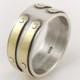Mens silver gold wedding ring-14k gold ring,mens engagement ring,industrial ring,handmade ring,mixed metal ring