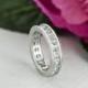 3.5 ctw Princess Full Eternity Ring, Channel Wedding Band, Engagement Ring, Man Made White Diamond Simulants, Bridal Ring, Sterling Silver