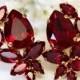 Ruby Earrings, Ruby Red Swarovski Cluster Earrings, Bridal Ruby Earrings, Bridesmaids Earrings, Pomegranate Crystal Earrings, Gift for her
