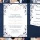 Pocket Fold Wedding Invitations "Kaitlyn" Blush Pink & Navy Blue 5 x 7 Printable Templates Instant Download Order Any 1-2 Colors DIY U Print
