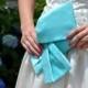 Aquamarine Blue Bridal Clutch - The Christine Clutch, Bride Bag, Bridal Purse, Bridesmaids big bow clutch in  aqua blue satin