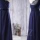 2016 Royal Blue Bridesmaid dress, Lace Wedding dress, One Shoulder Prom dress with Velvet Belt, Draped Back Formal dress floor length(H155B)