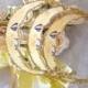 Gold Glitter Wedding Decor - Crescent Moon - Set Of 3 - Art Deco - Celestial