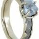 Rough Aquamarine Engagement Ring, Gibeon Meteorite Ring With 10k White Gold,  Wave Ring, Gemstone Ring