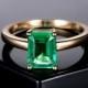 Emerald Engagement Ring Emerald Cut Ring 14K Yellow Gold Emerald Ring May Birthstone Ring