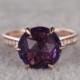 Round Amethyst Engagement ring,Diamond wedding ring,14K Rose Gold Band,6-Prongs,Purple stone Promise Ring,Bridal Ring,Birthstone New Design