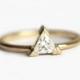 Trillion Diamond Engagement Ring, Diamond Engagement Ring, 18k Gold Engagement Ring