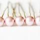 Pink / Powder Rose Pearl Wedding Hair Pins. Set of 5, 8mm Swarovski Crystal Pearls. Wedding Hair Accessories. Bridal Hair Pins.