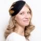 Nith - Black Felt Fascinator made with Felt and Feathers