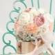 english garden wedding peach wedding bouquet, bridal bouquet, mint bouquet, spring wedding bouquet