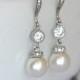 Pearl Drop Earrings, Ivory Pearl Bridal Earrings, Swarovski Pearl and Crystal Wedding Earrings, SISSY