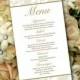 Gold Wedding Menu Card Template -  Wedding Reception Menu - "Wild Flower Bouquet" Antique Gold Menu Printable Download - Formal Wedding Menu