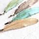 Feather Bobby Pin Gold Brass Feather Bobbies Nature Hair Accessories Woodland Wedding Rustic Verdigris Patina Bridesmaids Gift (One Piece)