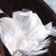 Small white feather hair clip, wedding headpiece, bridal hair accessories, white feather fascinator, rhinestone adornment Style 200