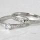 Wedding Ring set - Bridal set, Matching ring set, Floral Diamond Engagement Ring, wedding band, small diamond ring, 14k solid gold ring set.