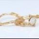 Rose gold bridal set, moonstone engagement ring, matching wedding ring, 14k gold ring with moonstone, unique moonstone ring, twig gold ring.
