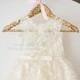 Ivory Lace Champagne Tulle Flower Girl Dress Wedding Bridesmaid Dress with Bow Belt  M0049