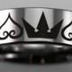 Free Engraving Top Quality Kingdom Hearts & Crowns Design Silver Pipe Tungsten Ring Comfort Fit Design His or Her Wedding Ring Promise Ring
