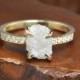 1.90 Carat Raw Diamond Engagement Ring, 14ky Gold