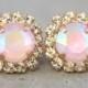 Pink Crystal Earrings,Pink Powder Swarovski Earrings,Rose Quartz Earrings,Bridesmaids Pink Earrings,Rose Quartz Studs,Pave Earrings