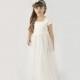 White Flower Girl Dress with Tulle Skirt -- The "Sarah" in Pearl