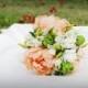 SALE 50 % Wedding Bouquet, Bridal Bouquet, Wedding Peonies Bouquet, Peach Artificial Peony Bouquets, Freesia Bouquet, Ivory Flowers
