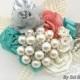 Groom Boutonniere, Coral, Aqua, Blue, Turquoise, Ivory, Silver, Corsage, Groomsmen, Mother of the Bride, Button Hole, Prom, Elegant