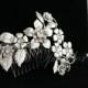 Bridal Headpiece Flower Hair Comb Wedding Hair Accessories Wedding Hair Comb Silver Flower Leaf Comb Crystal Pearl GAEA GRAND