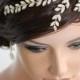 Gold Headband Crystal Leaf Wedding Headband Crystal Leaves Side Tiara Wedding Hair Accessory Swarovski Rhinestone Bridal Headpiece NEVE